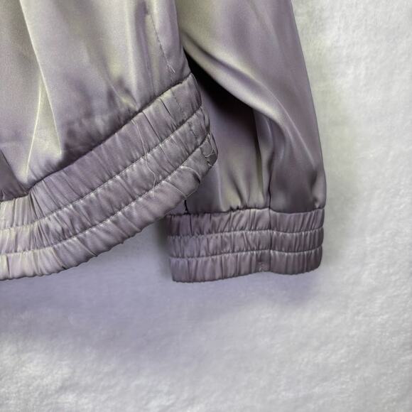 Express Shiny Satin Hoodie Pullover Size XL Silver Metallic Drawstring - Picture 8 of 8